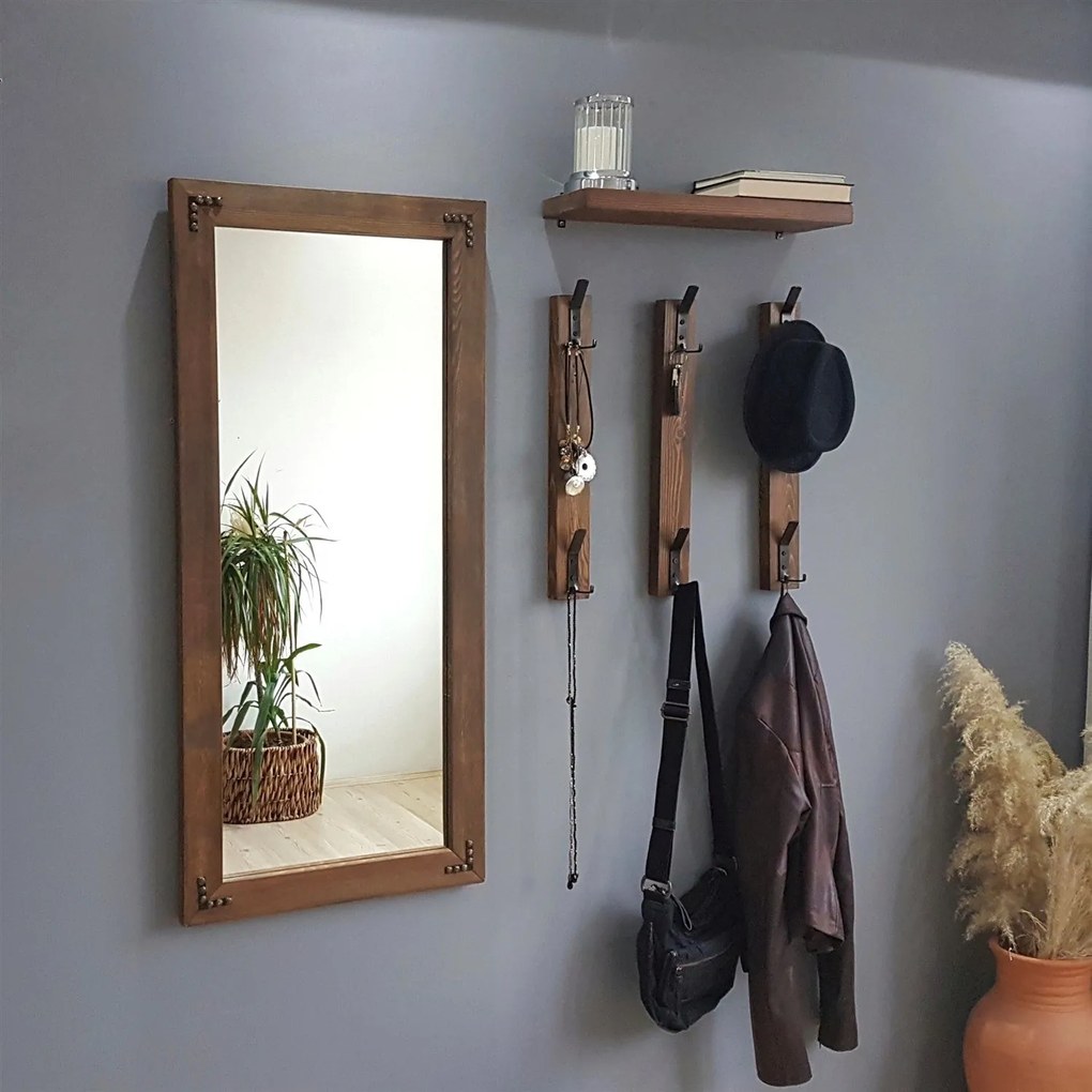Hall Stand V109 – Walnut – Prateleira: 50x15 cm, Espelho: 50x110 cm, G