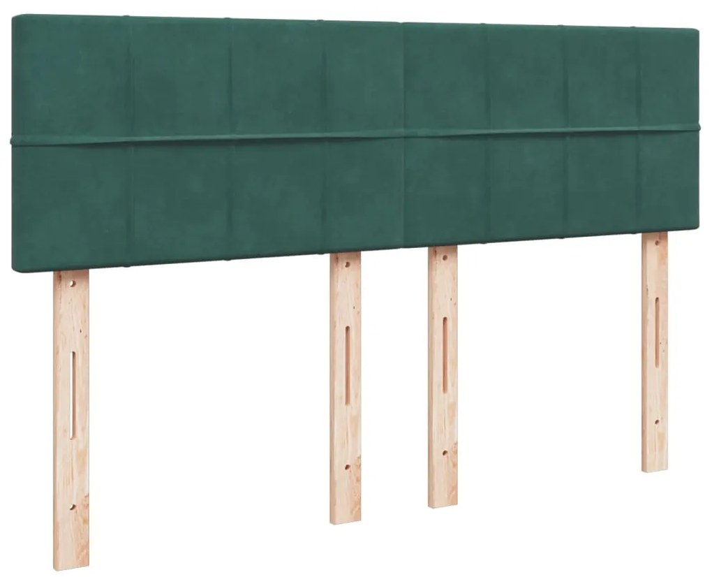 Cama com molas/colchão 160x200 cm veludo verde-escuro