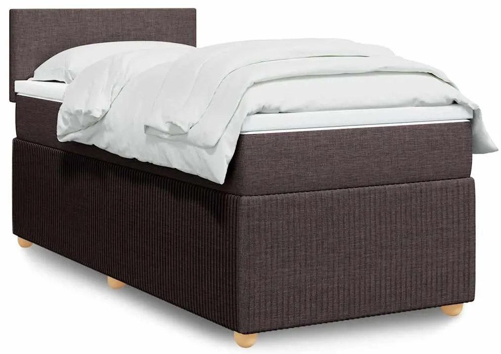 vidaXL Cama com molas/colchão 100x200 cm tecido castanho-escuro
