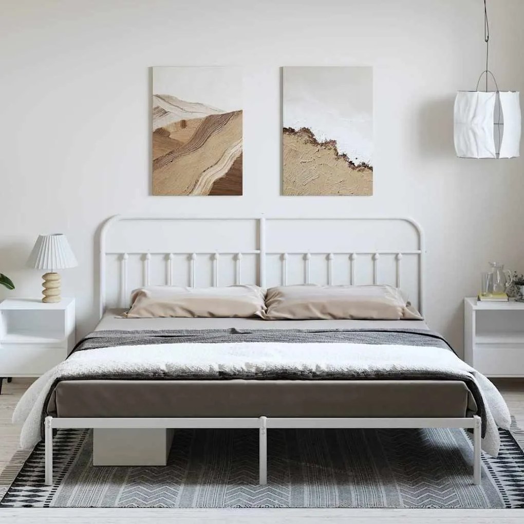 Estrutura de cama com cabeceira 193x203 cm metal branco