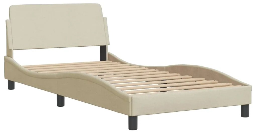 Estrutura de cama sem colchão 100x200 cm tecido cor creme