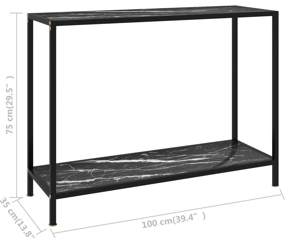 Mesa consola 100x35x75 cm vidro temperado preto
