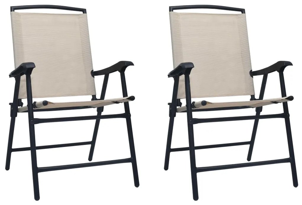 vidaXL Cadeiras de jardim dobráveis 2 pcs textilene creme