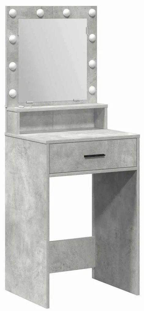 Mesa de Maquilhagem vidaXL com Luzes LED Cinza Concreto 50x41x135 cm