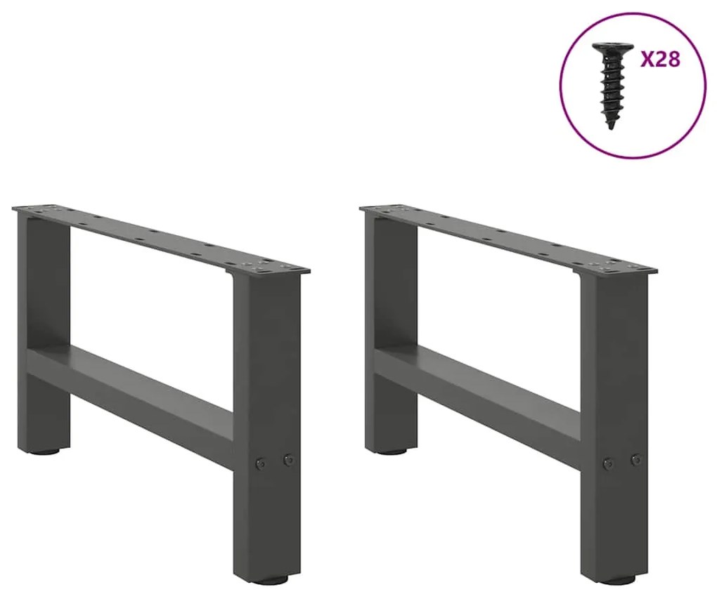 Pés para mesa de centro antracite 2 peças 70x(30-31) cm aço