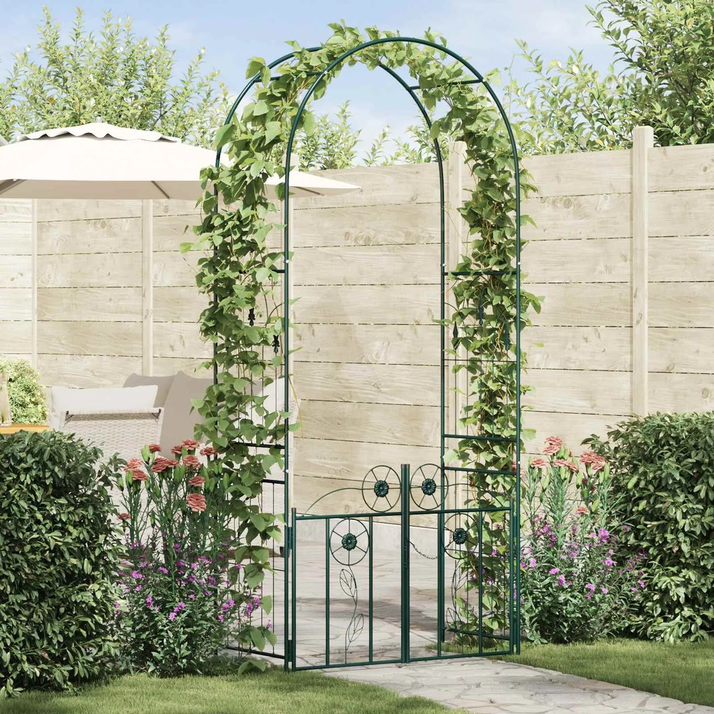 vidaXL Arco de Jardim com bloqueio Verde 102 x 50 x 218 cm