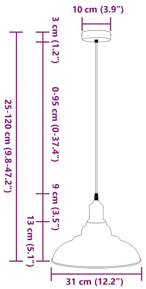 Candeeiro suspenso regulável altura E27 cinza brilhante Ø31cm