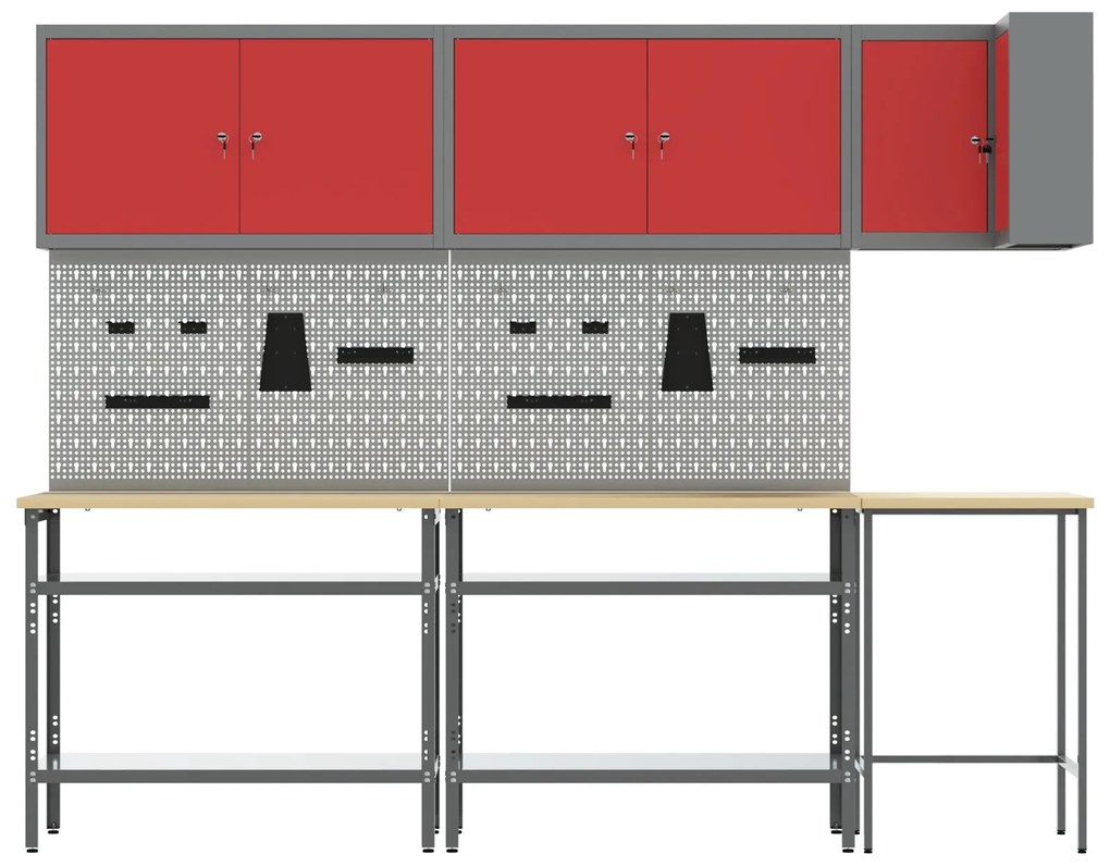 Conjunto de Mesa para Armazenar Ferramentas de 10 Peças vidaXL Vermelh