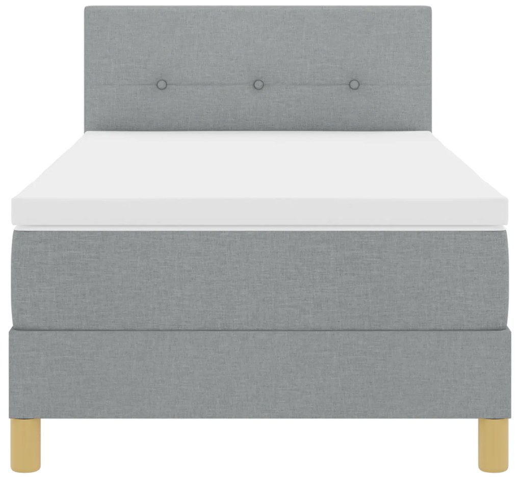Cama Box com Estrutura de Molas com Colchão Cinza Claro 100x200 cm Tec
