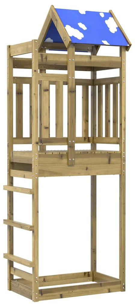 vidaXL Torre de Brincar Castanho Madeira Sólida Impregnada