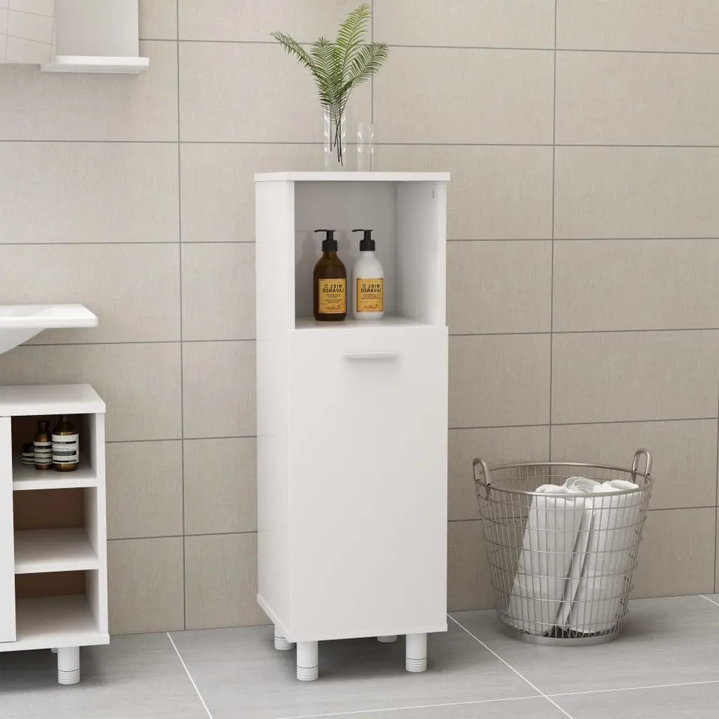 802621 vidaXL Armário casa de banho 30x30x95 cm contrapl. branco brilhante