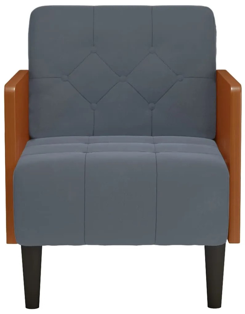 Poltrona com apoio de braços 55 cm veludo cinzento-escuro