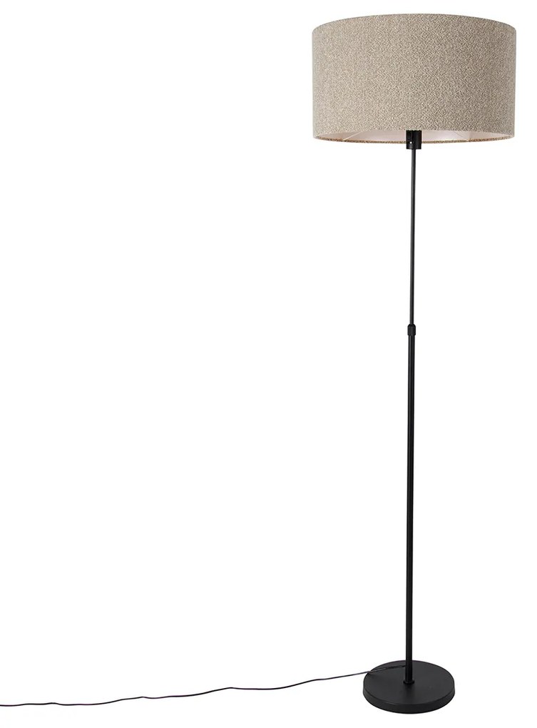 Candeeiro de chão preto regulável com abajur taupe 50 cm - Parte Design