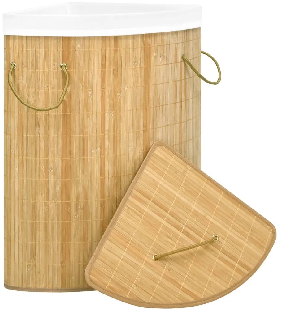 Cesto de canto para roupa suja 60 L bambu