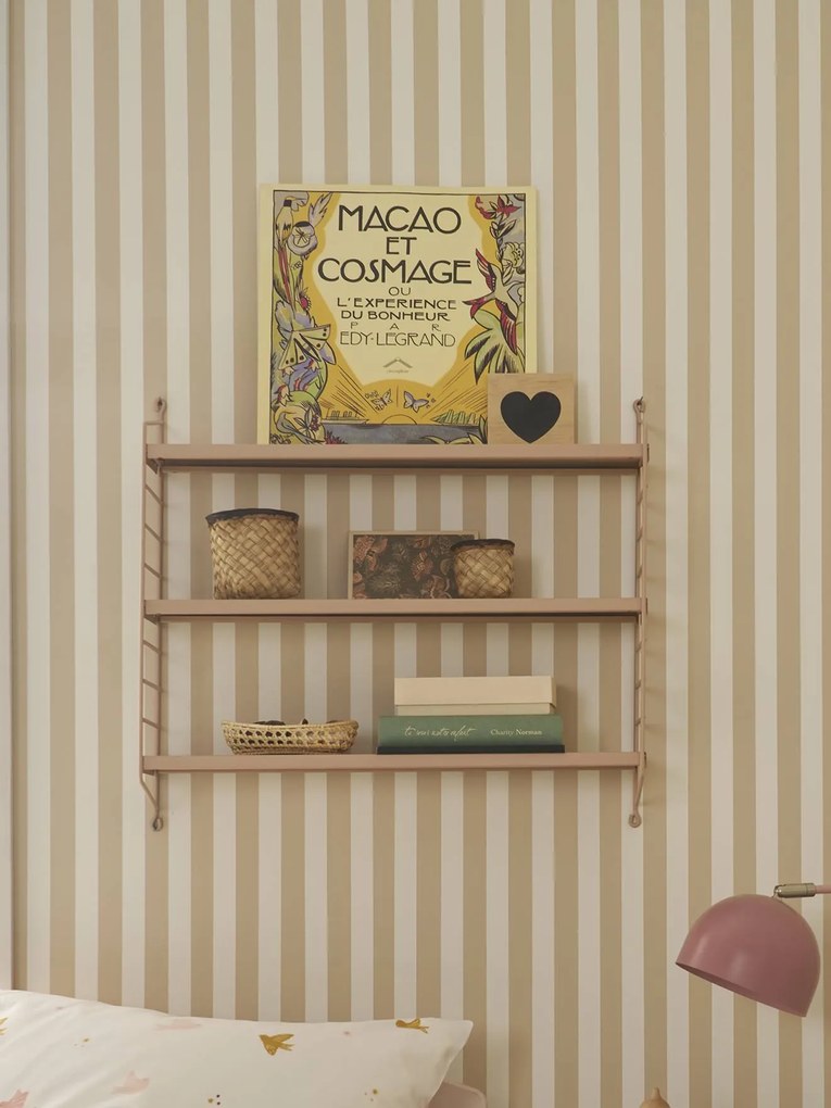 Prateleira de parede em arame metálico  rosa