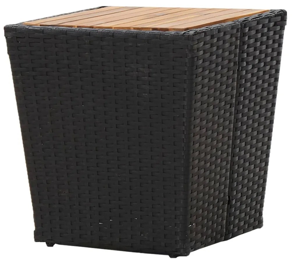 3 pcs conjunto bistrô jardim vime PE e madeira de acácia preto