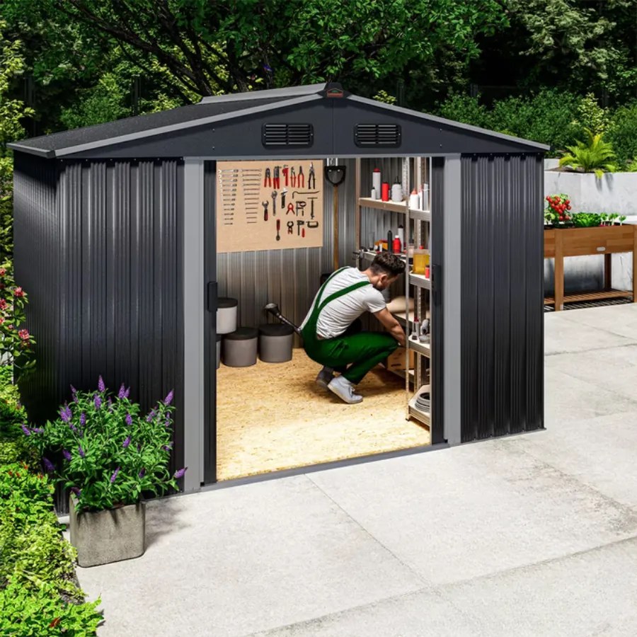 Abrigo Jardim de ferramentas em metal 260x205x180cm antracite metalizado