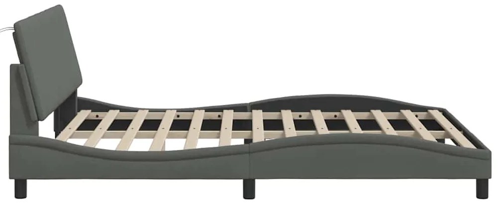 Estrutura de cama sem colchão 160x200 cm tecido cinzento-escuro