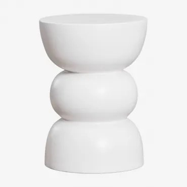Mesa Auxiliar Para Jardim Redonda Ø35 Cm Em Dolomita Tiyi Branco - Sklum