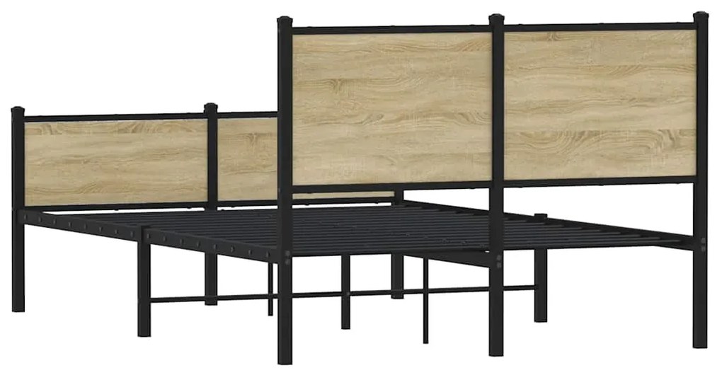 Estrutura de cama sem colchão 150x200cm metal carvalho sonoma