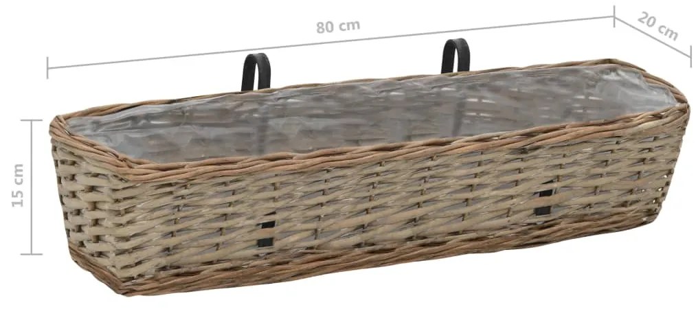 Floreira de varanda 2 pcs 80 cm vime com forro em PE