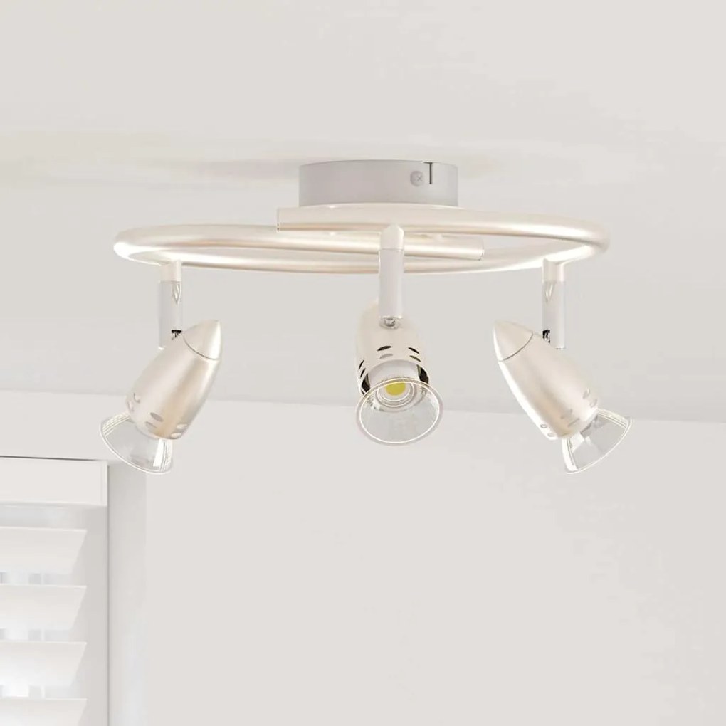 vidaXL Foco de Teto 3 Luzes Ajustáveis Níquel Fosco GU10