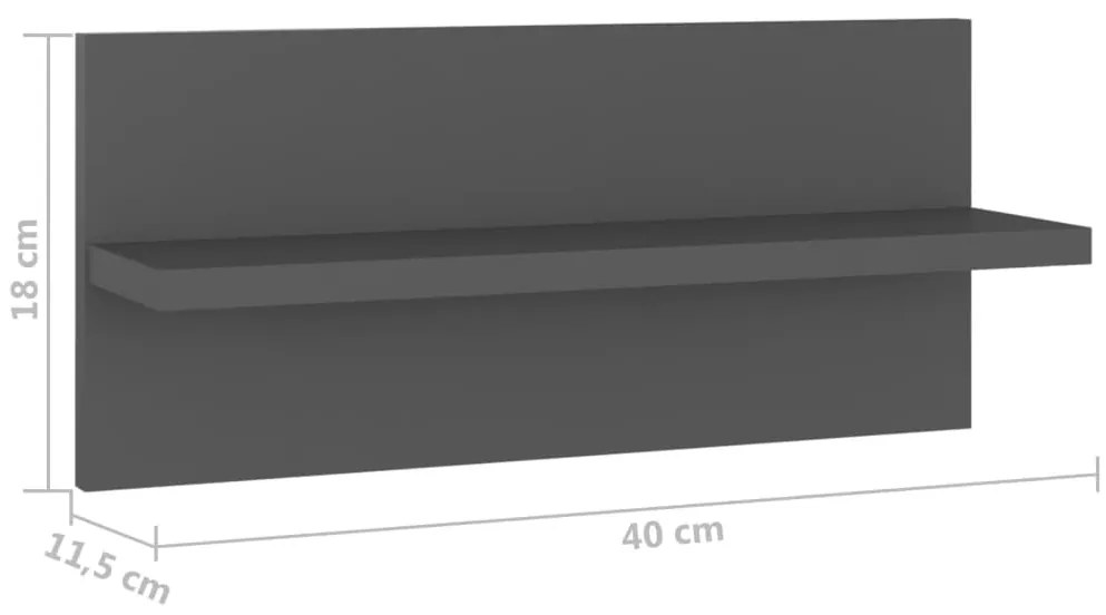 Estantes de parede 4 pcs derivados de madeira cinzento