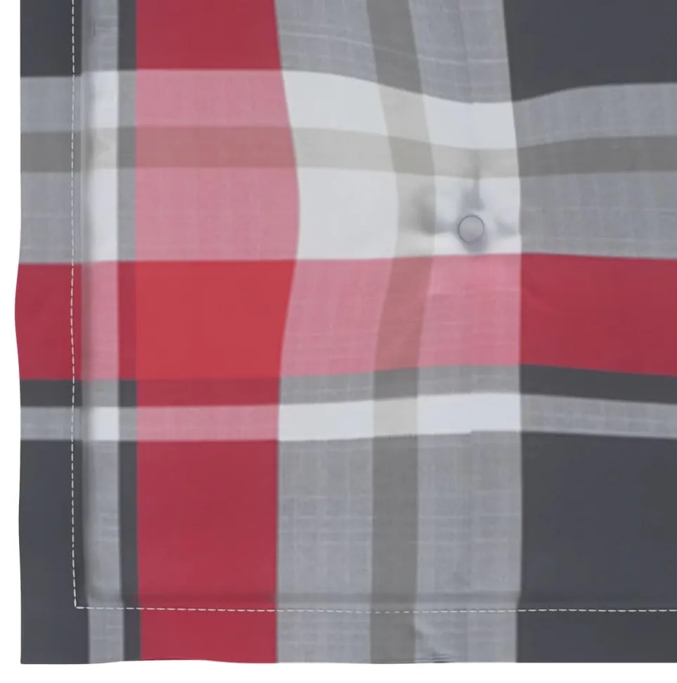 Cadeiras de jardim c/ almofadões xadrez vermelho 2 pcs teca