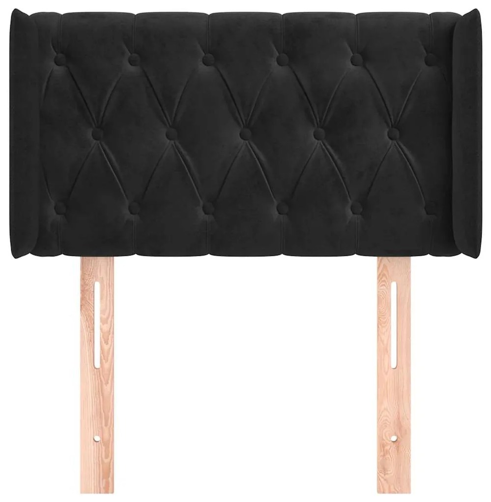 Cabeceira de cama c/ abas veludo 83x16x78/88 cm preto