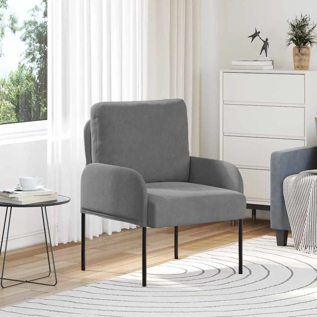 vidaXL Sofás com almofada 55cm Cinza Escuro Contraplacado