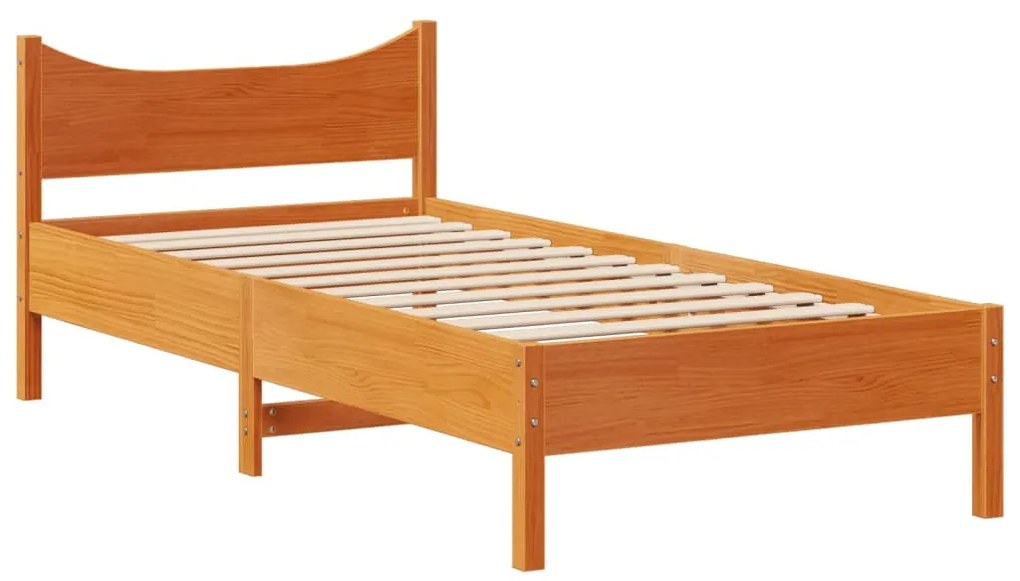 Estrutura cama c/ cabeceira 75x190 cm pinho maciço castanho-mel