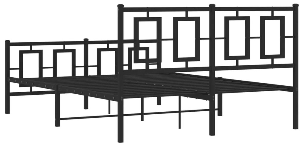 Estrutura de cama com cabeceira e pés 140x190 cm metal preto