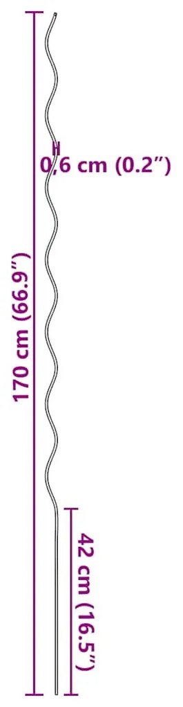 Suportes em Espiral para Plantas vidaXL 20 unidades 170 cm Aço