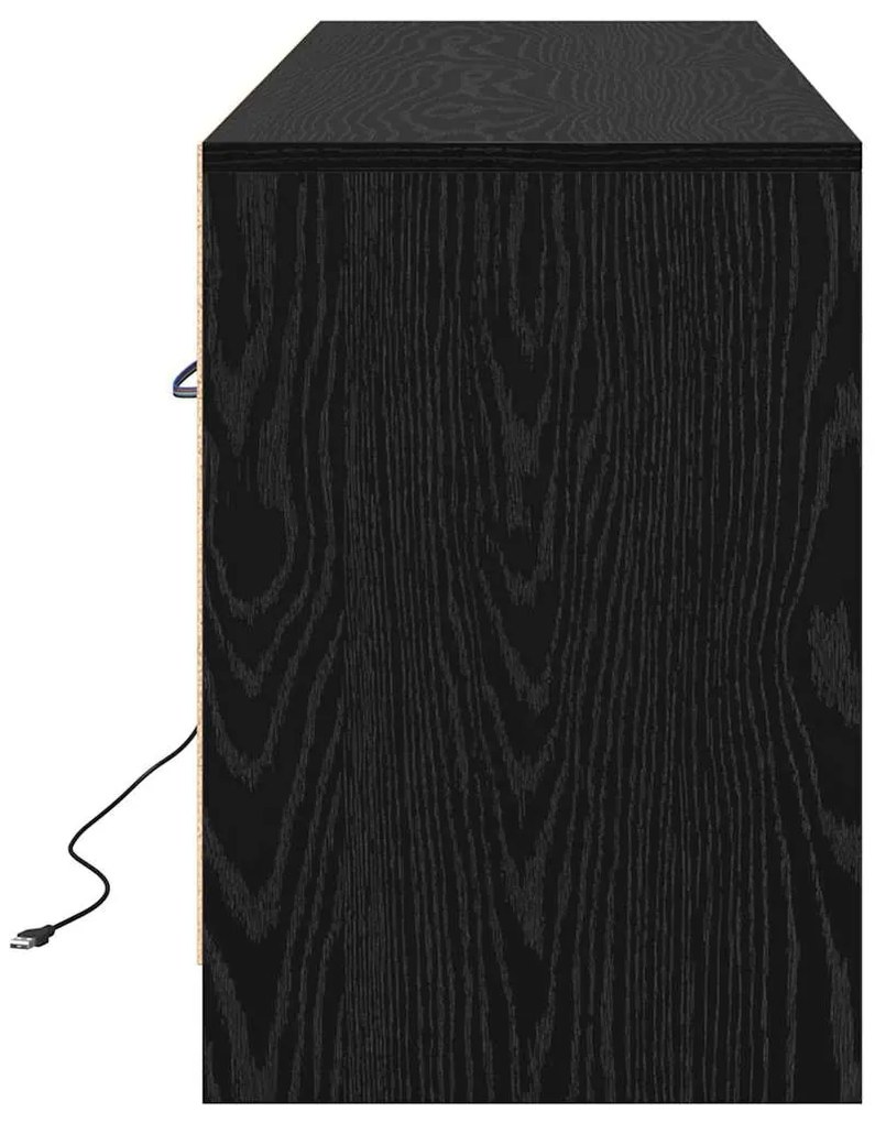 Armário de TV com LED em carvalho preto, 139,5x34x50 cm, feito de made