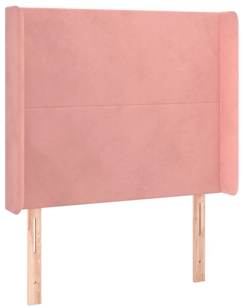 Cabeceira de cama c/ luzes LED veludo 103x16x118/128 cm rosa