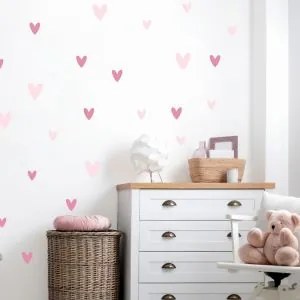 Autocolantes de parede para menina - Corações cor-de-rosa
