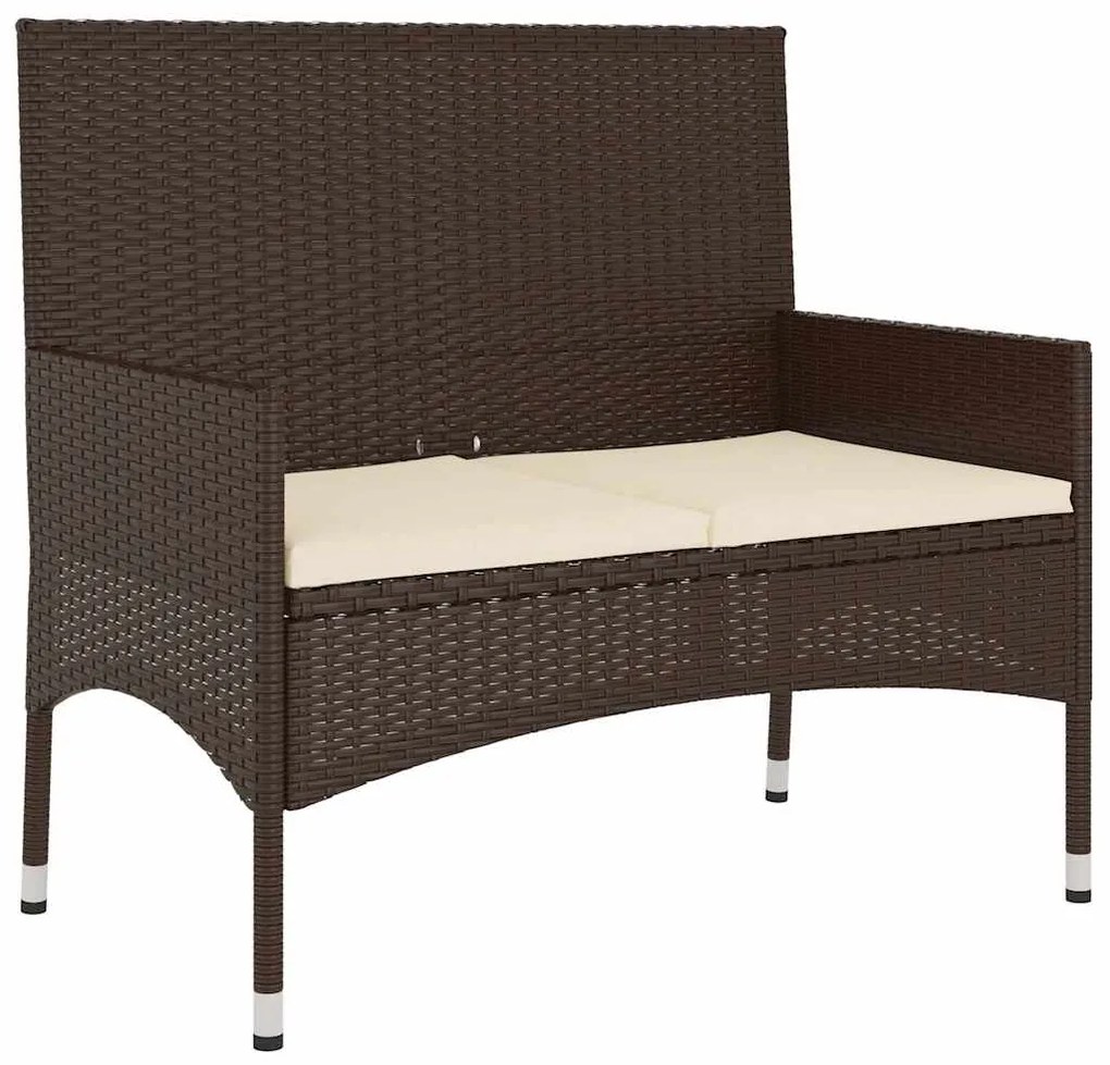 6 pcs conj. lounge jardim c/ almofadões 6 pcs vime PE castanho