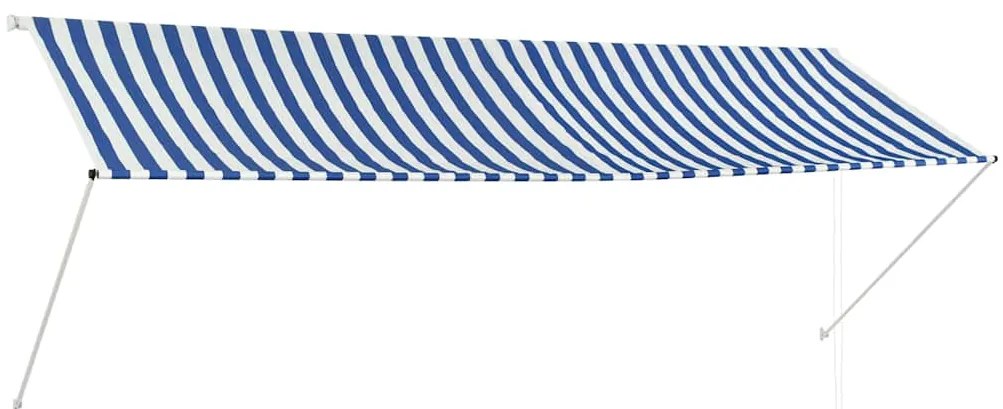 Toldo retrátil 350x150 cm azul e branco