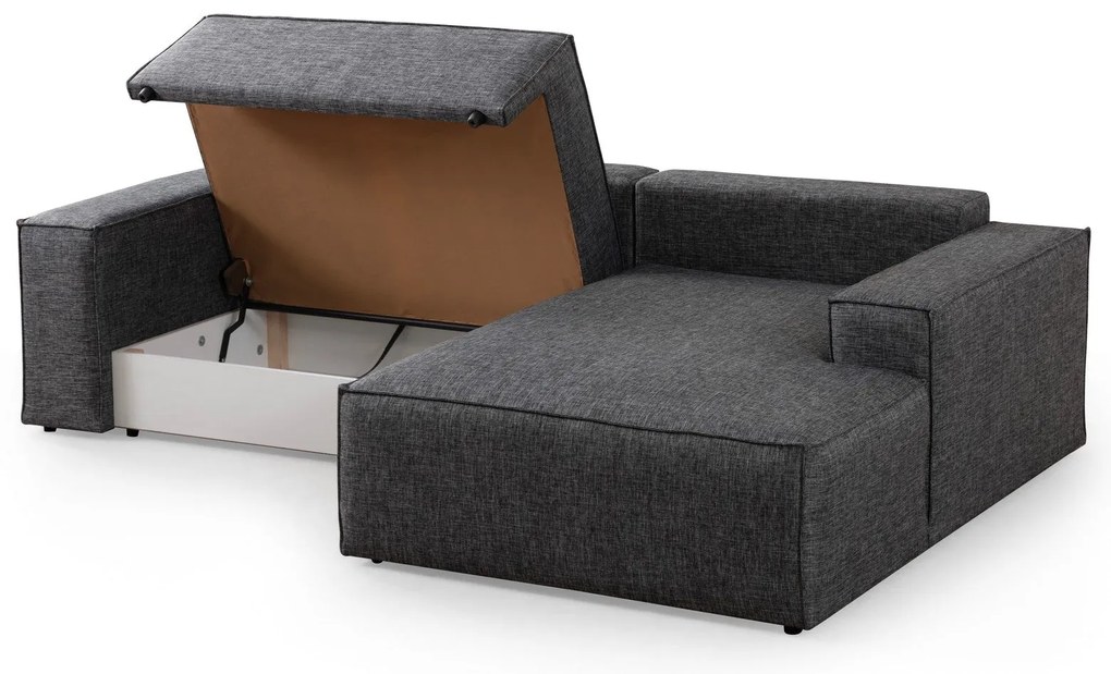 Sofá-Cama de Canto Pırlo – Cinzento Escuro – 260x78x170 cm