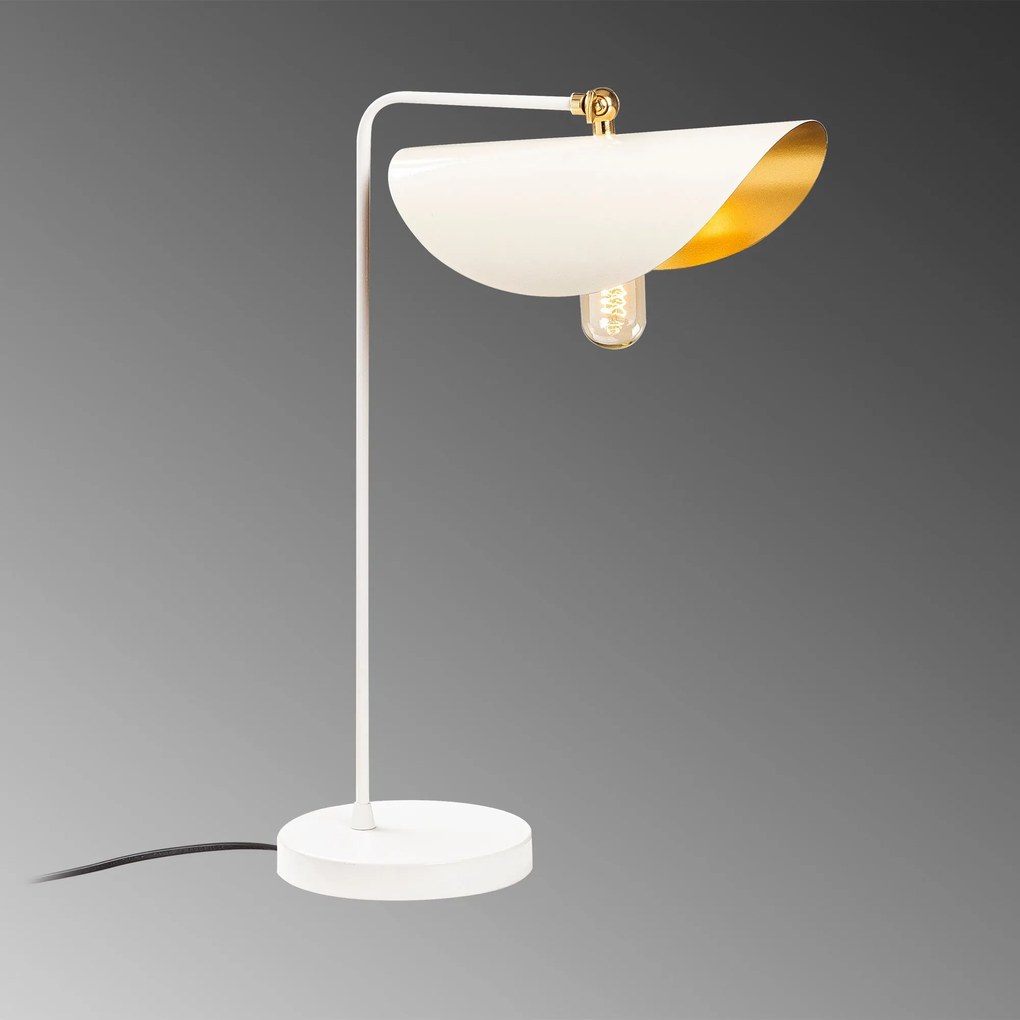 Candeeiro de Mesa Sivani – Branco e Dourado – 17 x 35 cm