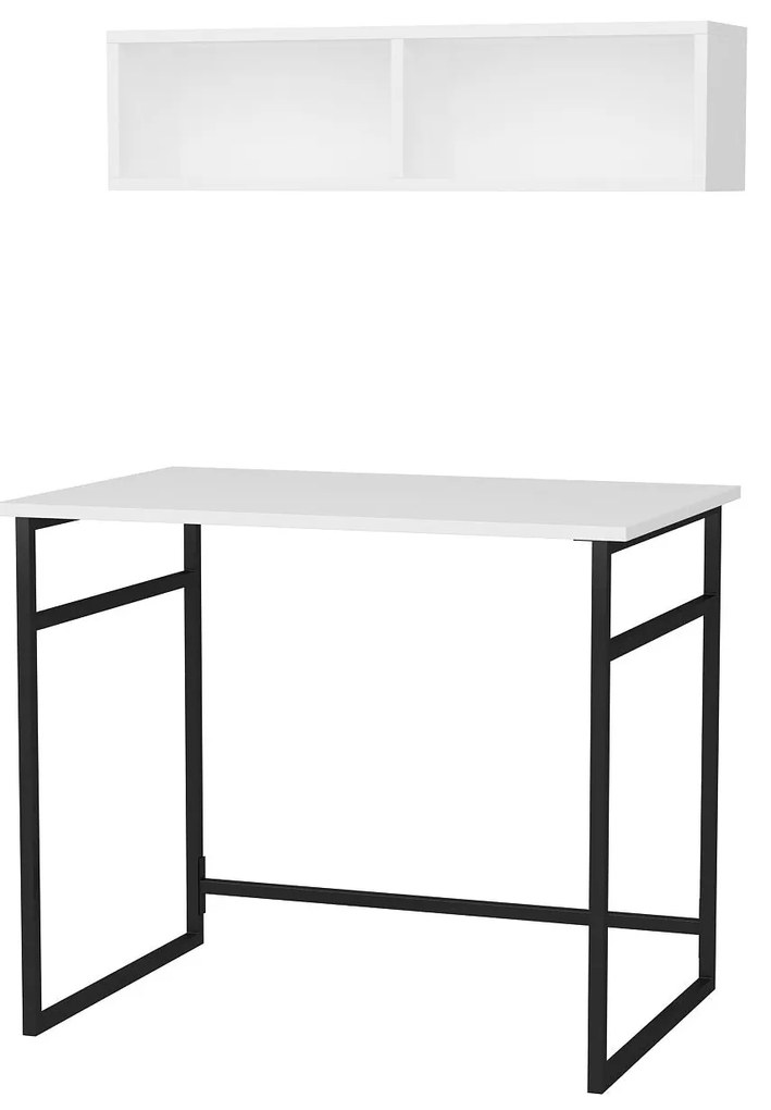 Secretária de Estudo Hussum - Preto e Branco - 90x60x75 cm