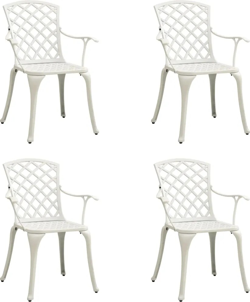 vidaXL Cadeiras de jardim 4 pcs alumínio fundido branco