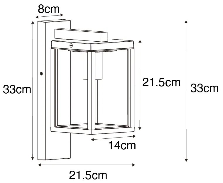 Lanterna de parede inteligente para exterior preta IP44 incl. Wifi ST64 - Charlois
