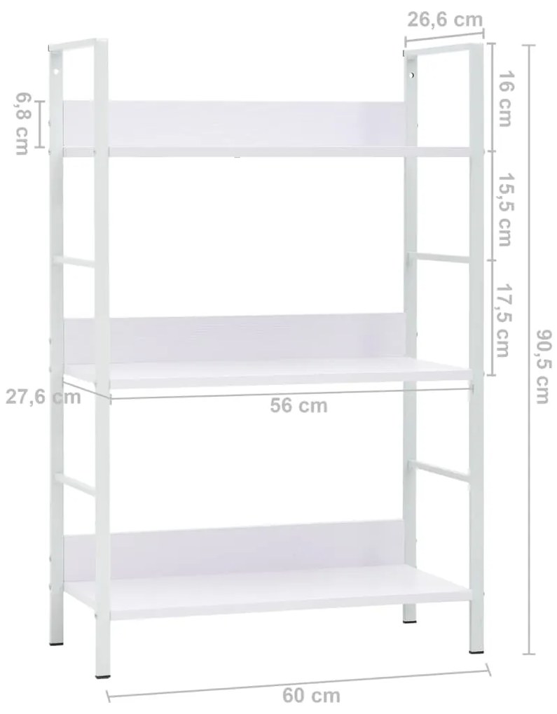 Estante 3 prateleiras derivados de madeira branco