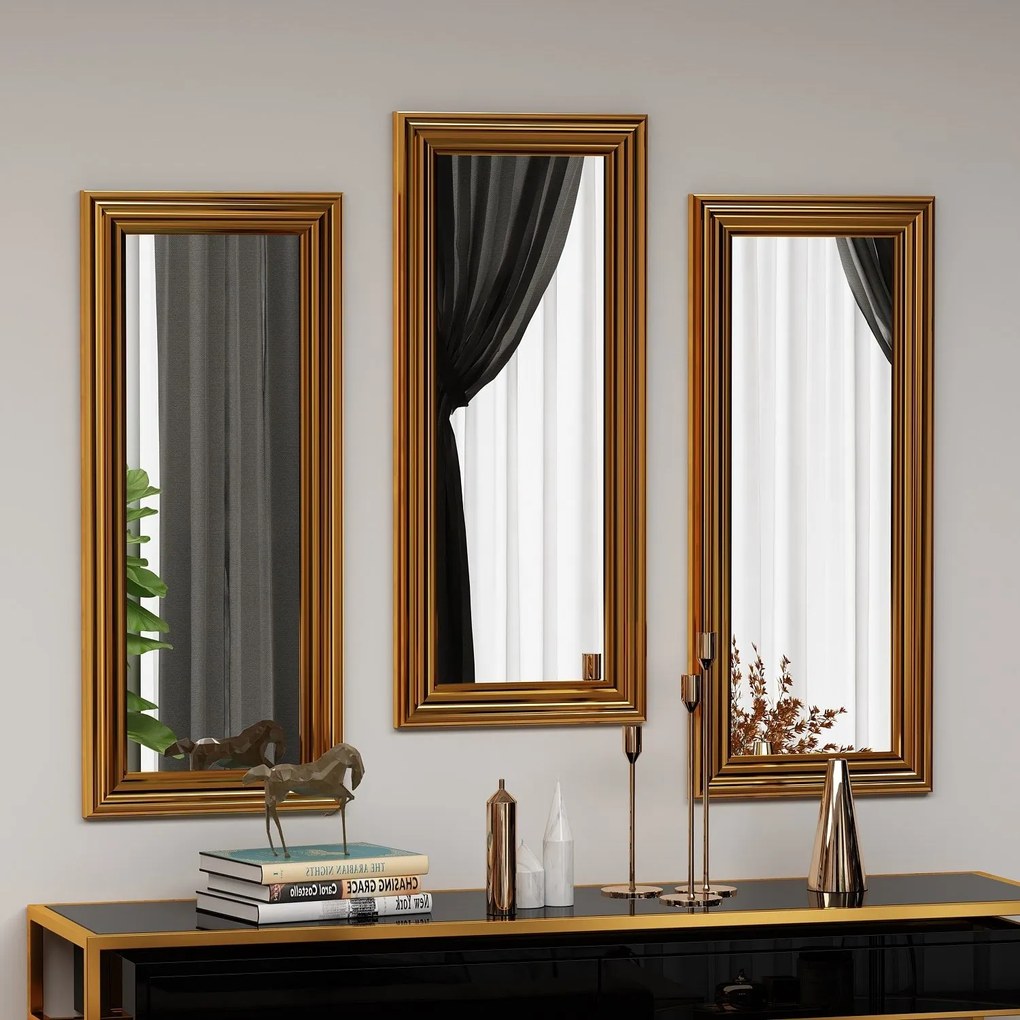 Conjunto de Espelhos Lavia – Dourado – 30x70x3 cm