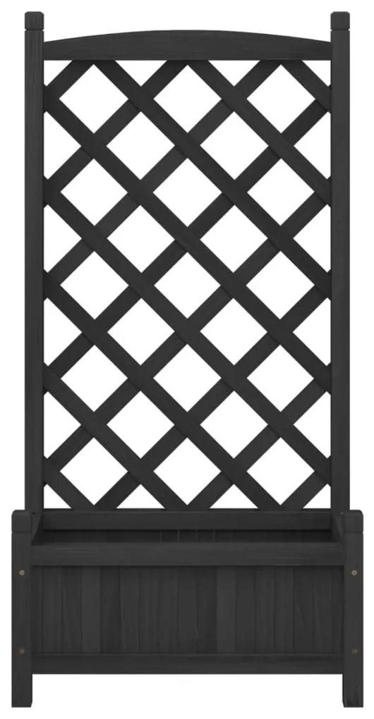 Vaso/floreira com treliça madeira de abeto maciça preto