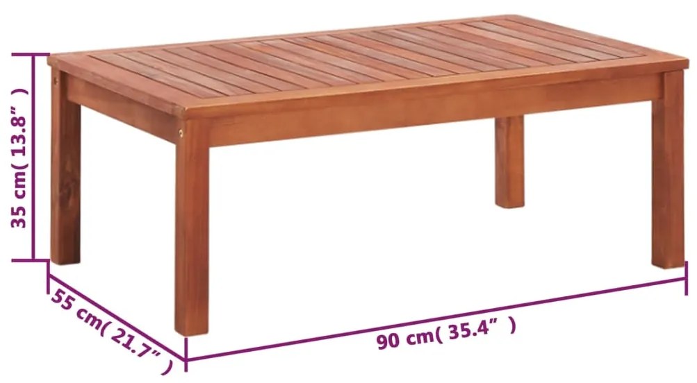 Conjunto lounge de jardim 4 pcs madeira de acácia maciça