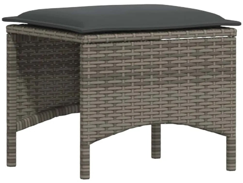 3 pcs conjunto de jantar p/ jardim c/ almofadões vime PE cinza