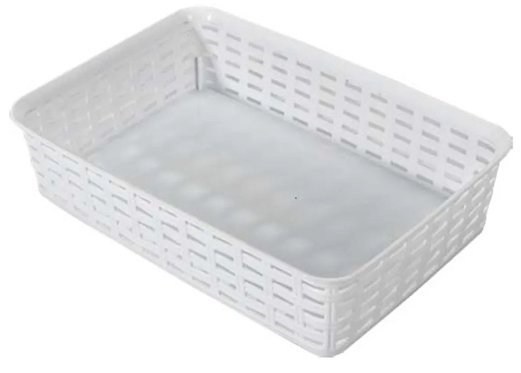 Cesto Multiusos Plástico Rattan 2l 25X17.2X6cm Branco