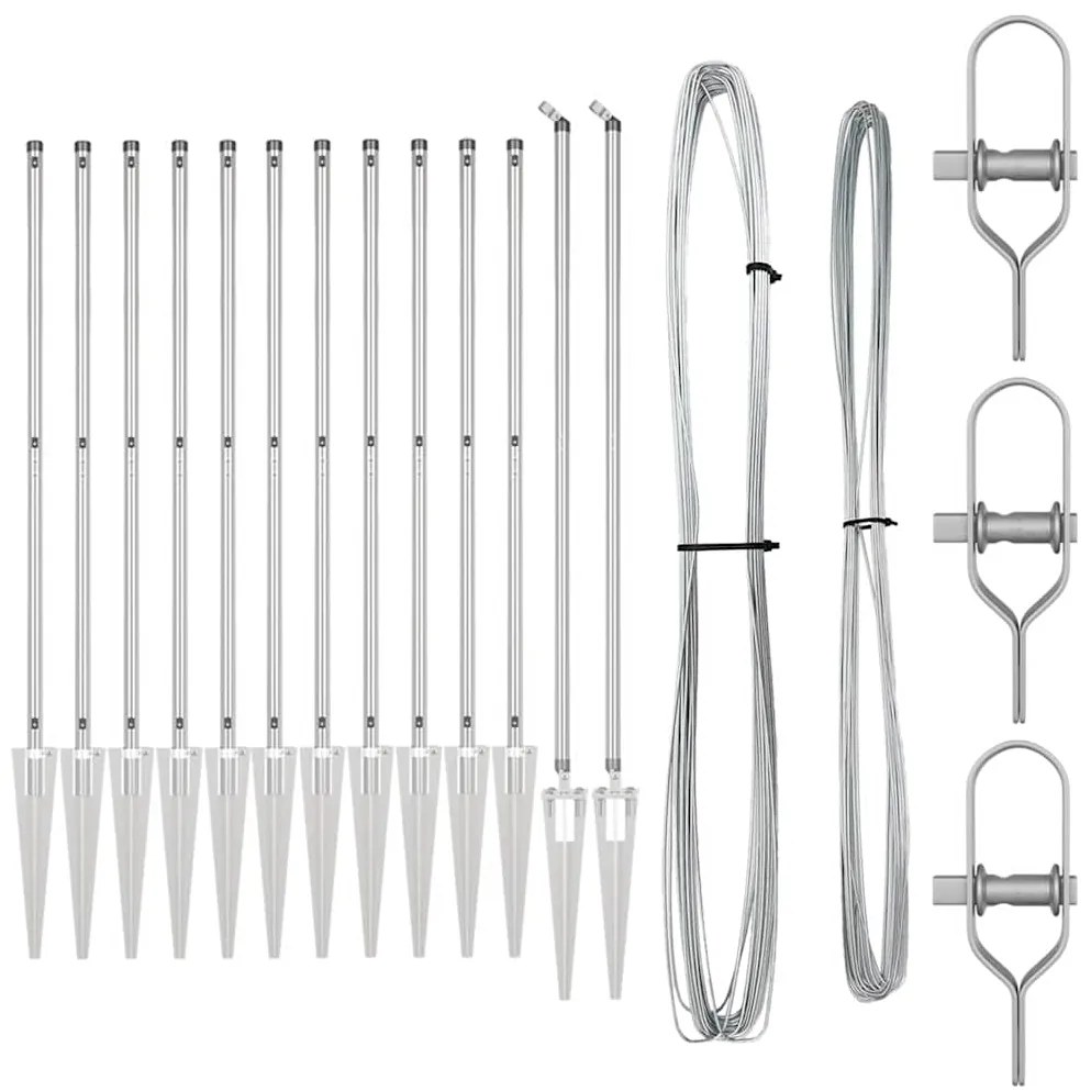 Postes de Cerca 13 pcs Prateado Ø32mm 160 cm Aço galvanizado